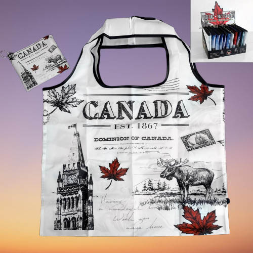 CANADA FOLDABLE BAG B/W+LEAFS 