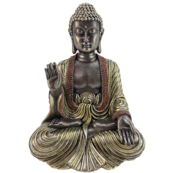 BUDDHA RIGHT HAND UP STATUE IN SITTING POSITION 7X6X10IN