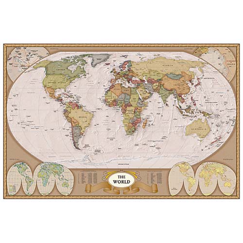 MAP OF THE WORLD POSTER 36X24 IN 