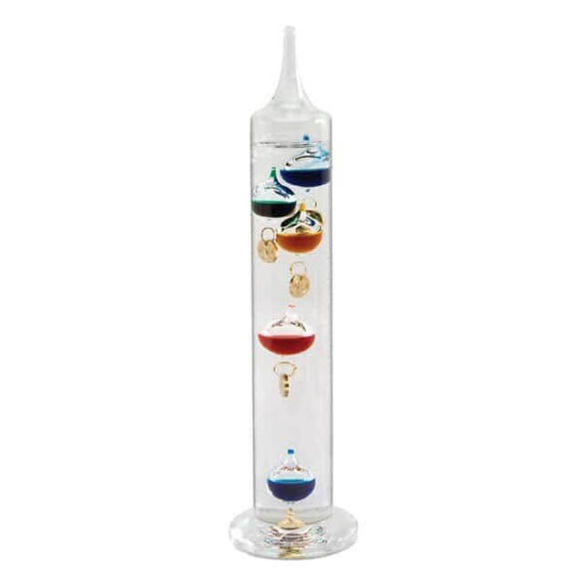 GALILEO THERMOMETER-14IN TALL WITH 5 FLOATING  SPHERES