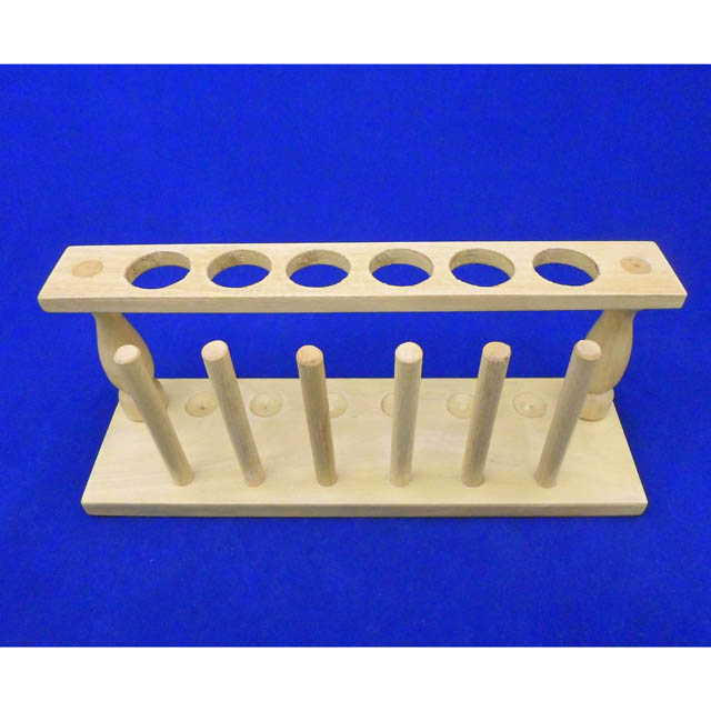 TEST TUBE STAND WOOD FOR 6 TEST TUBES