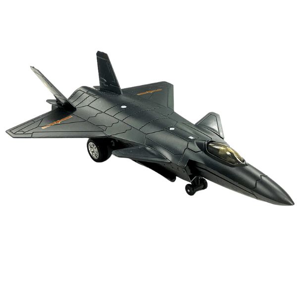 DIE CAST OPTIC FIGHTER JET J-20 9IN  BLACK/GREY 2 COLORS