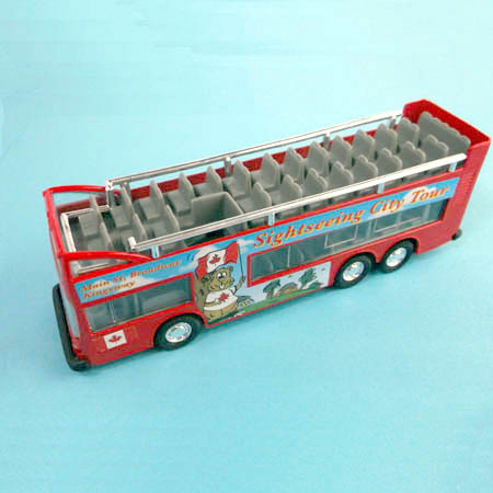 BUS SIGHTSEEING DIE CAST 6INCH PULL BACK ACTION