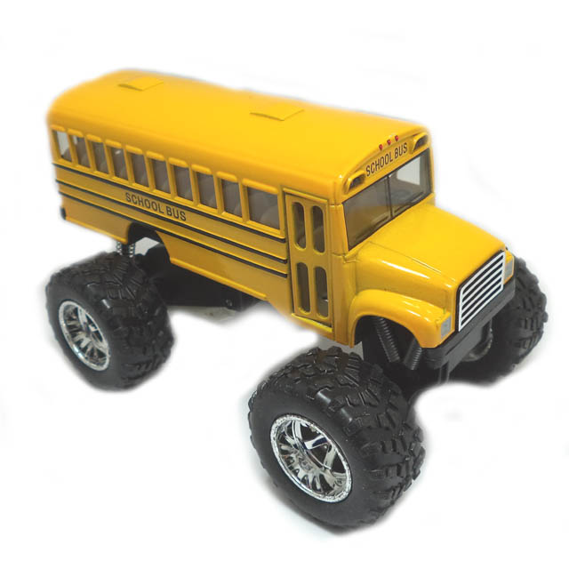 BUS SCHOOL YELLOW 5 INCH WITH BIG WHEELS AND PULL BACK ACTION