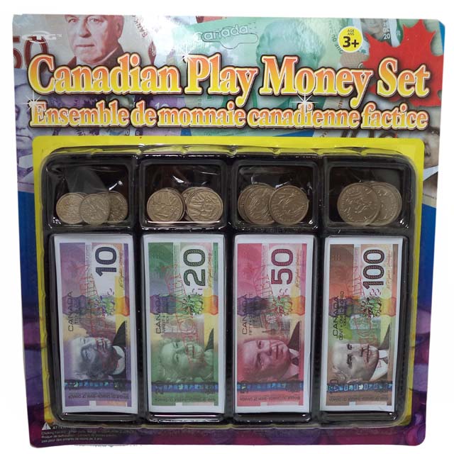 CANADIAN PLAY MONEY SET ASSORTED COINS AND BILLS