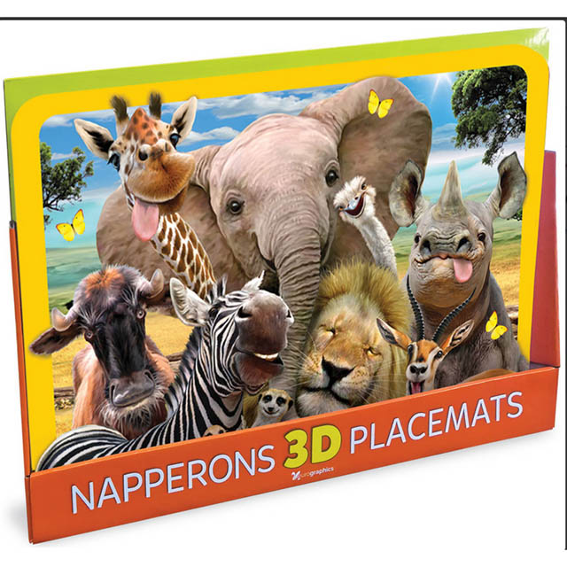 PLACEMAT 3D WILDLIFE ASSORTED 