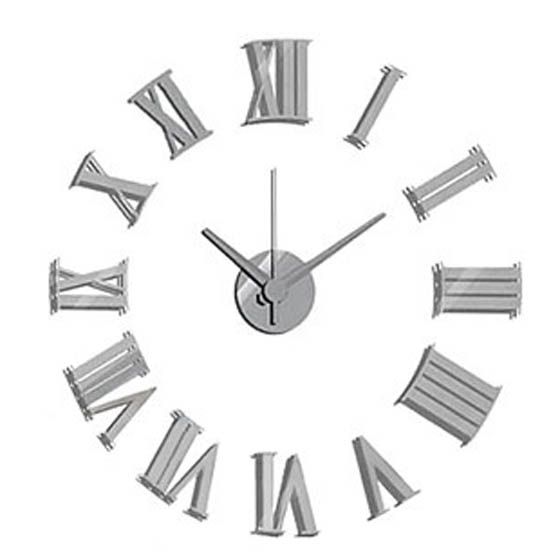 CLOCK WALL ROMAN DIY SILVER 24IN REQUIRES 1 AA BATTERY
