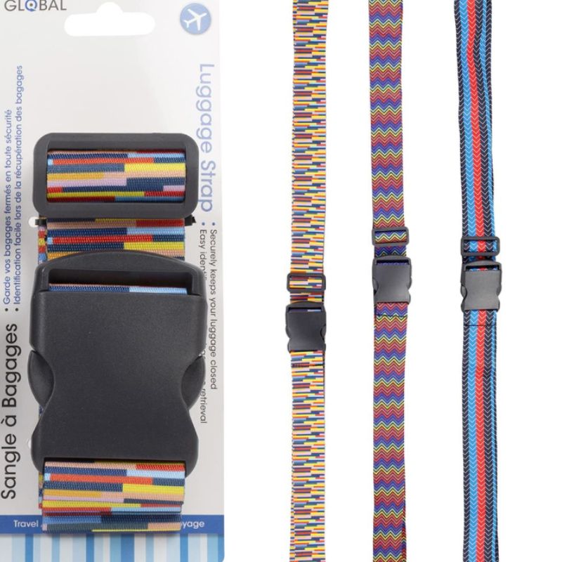 LUGGAGE STRAP GLOBAL COLOURED PATTERN WITH QUICK RELEASE