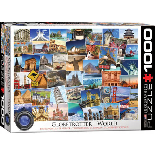 PUZZLE GLOBETROTTER WORLD.. JIGSAW 19.25 X26.6IN