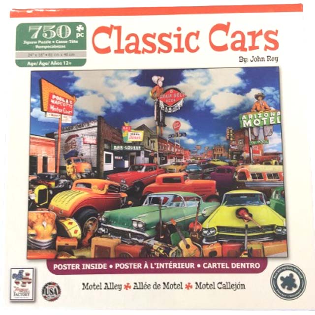 JIGSAW PUZZLE MOTEL ALLEY 24X18IN 750PCS CLASSIC CARS