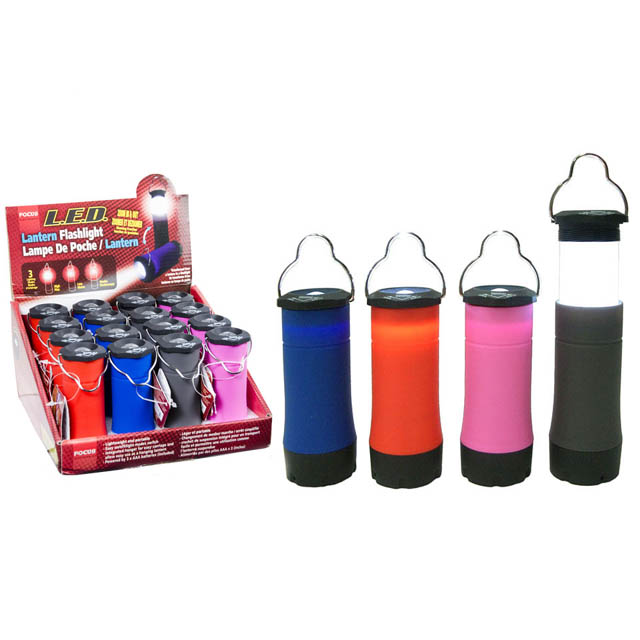 LANTERN LED FLASHLIGHT ASSORTED COLORS 3 AAA BATTERIES INCLUDED