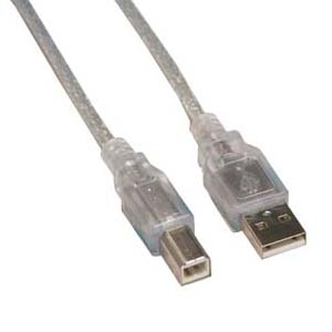 USB CABLE A-B MALE/MALE 6FT SHD CLEAR SHLD