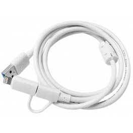 USB CABLE A MALE TO LIGHTNING 8P AND MICRO B MALE 5FT WHT