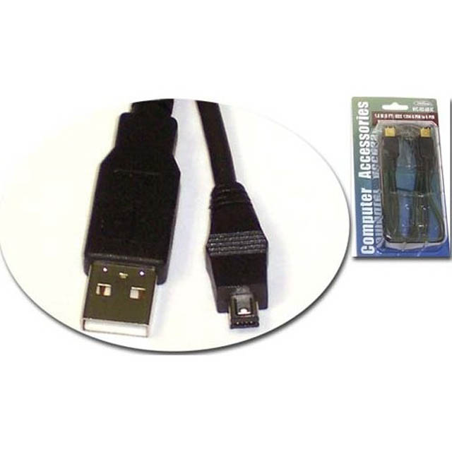 USB CABLE A MALE TO MINI B MALE 6FT BLACK