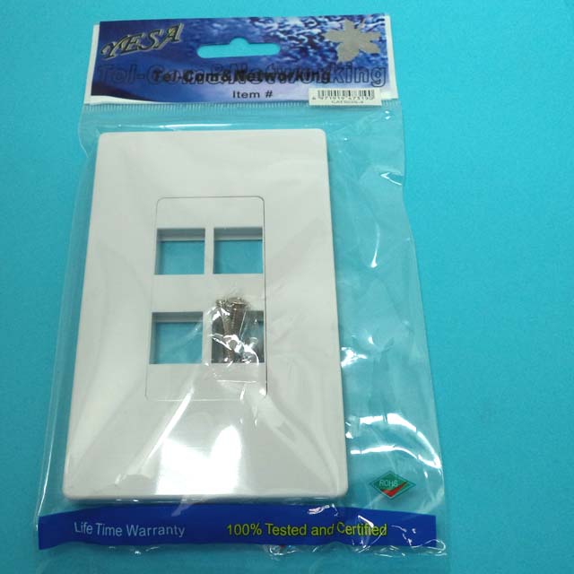 WALL PLATE 4PORT WHITE DECORA SCREWLESS HOOK & SNAP-ON MOUNT