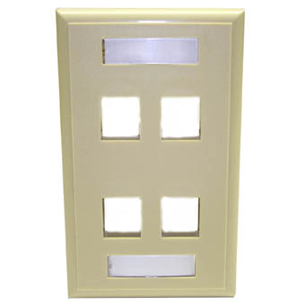 WALL PLATE 4PORT IVORY 