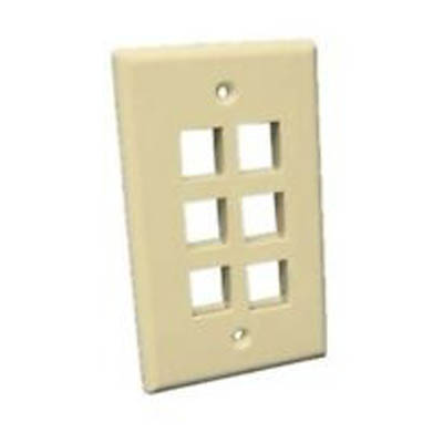 WALL PLATE 6PORT IVORY 
