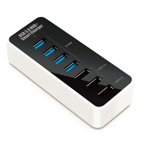 USB HUB 4 PORT POWERED 3.0 WITH 3 PORT CHARGER