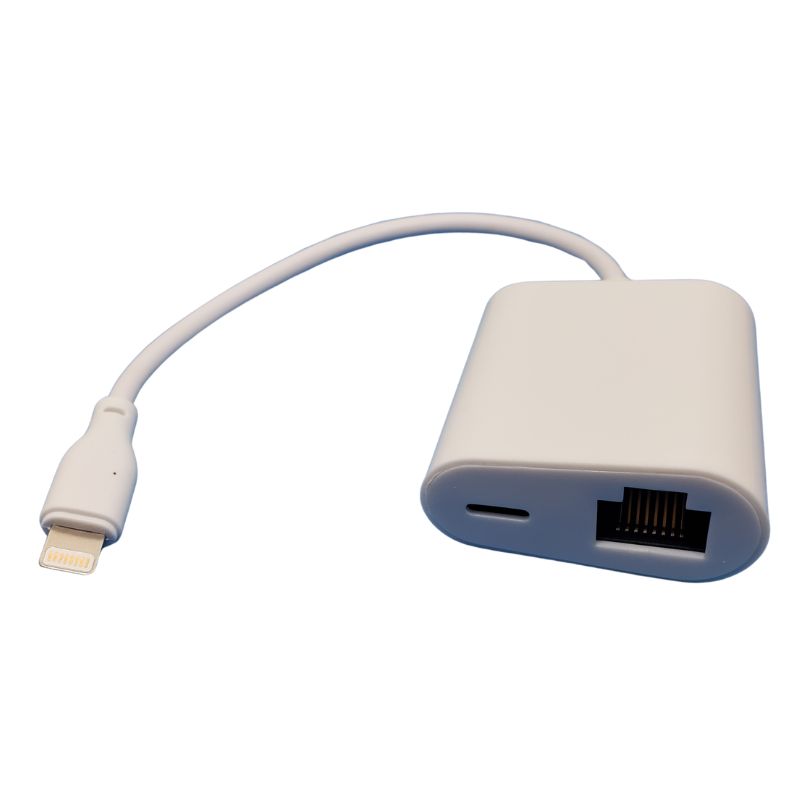 IPHONE ETHERNET LIGHTNING MALE TO RJ45 AND CHARGER PORT ADAPTER