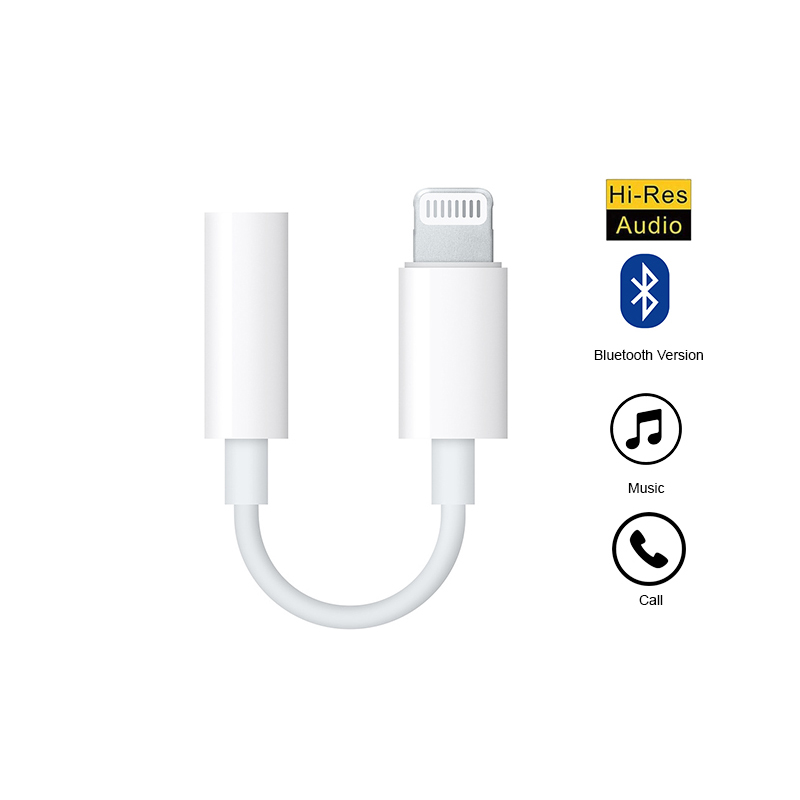 IPHONE ADAPTER 8P MALE TO 3.5MM JACK ADAPTER CABLE WHITE