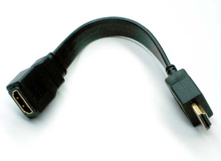 HDMI CABLE MALE-FEM 8IN FLAT BLACK