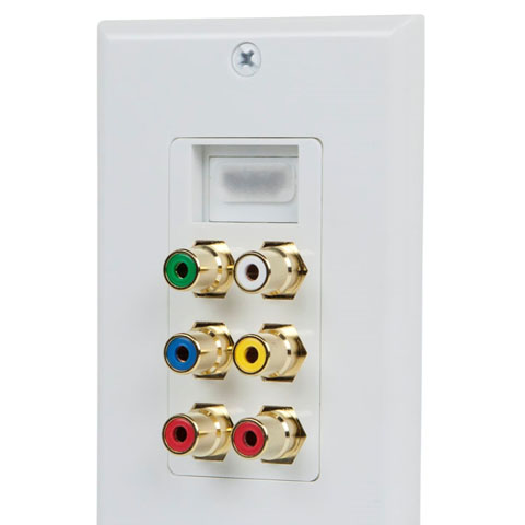 WALL PLATE HDMI WITH 6XRCA JACK. GOLD PLATED- WHITE