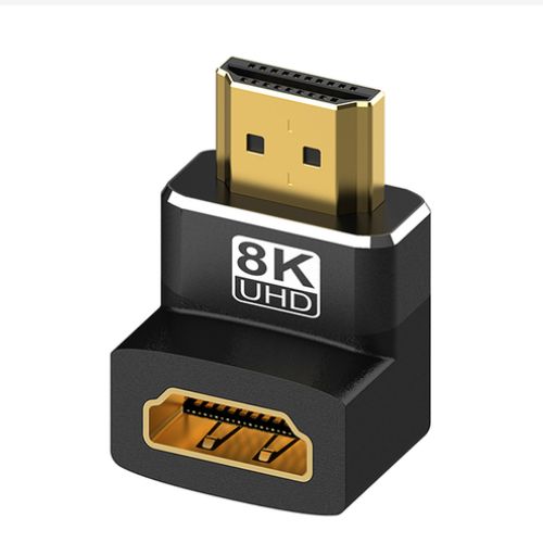 HDMI MALE-FEM ADAPTER 8K UHD RA MALE DOWNWARDS 90 DEGREES
