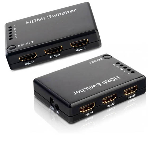 HDMI SWITCH BOX 5WAY PUSH/REMOTE 5IN 1OUT 1080P
