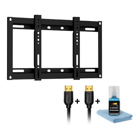 TV WALLMOUNT 23-42IN FIXED 110LB HDMI CABLE 2X6FT & CLEANING KIT
