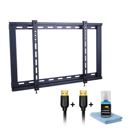 TV WALLMOUNT 32-60IN FIXED 110LB HDMI CABLE 2X6FT & CLEANING KIT
