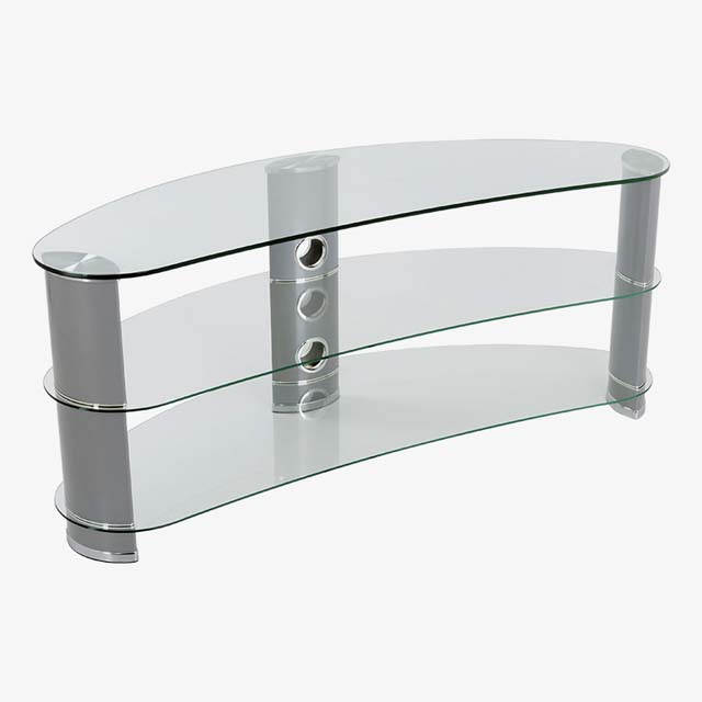 TV STAND UPTO 60IN WITH GLASS SHELVES SILVER