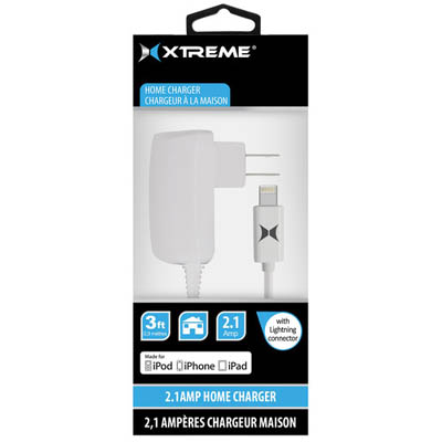 USB WALL CHARGER 5VDC 2.1A 3FT W/LIGHTNING CONNECTOR