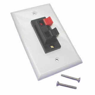 WALL PLATE SPEAKER PUSH 2POS RED/BLK TERMINAL WHT PLATE