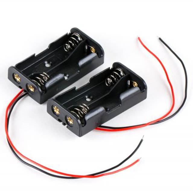 BATTERY HOLDER AAX2 PLASTIC WITH WIRES PCS/PKG