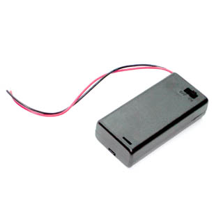 BATTERY HOLDER AAX2 WITH SWITCH WIRE 15CM AND COVER PLASTIC BLK