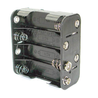 BATTERY HOLDER AAX8 PLASTIC BLK WITH SNAP CONN