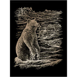 COPPER ENGRAVING GRIZZLY BEARS 