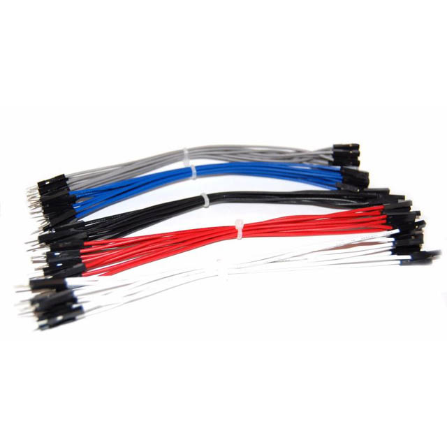 JUMPER WIRE MALE FEMALE 6IN 22AWG 50/PK RED BLK WHT GRY BLUE