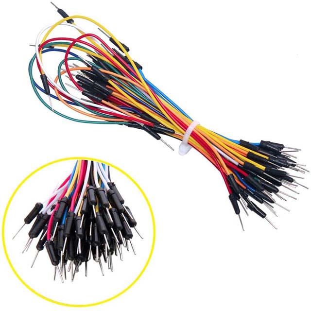 JUMPER WIRE MALE MALE 24AWG ASSORTED COLOURS/LENGTHS 65PC/PK