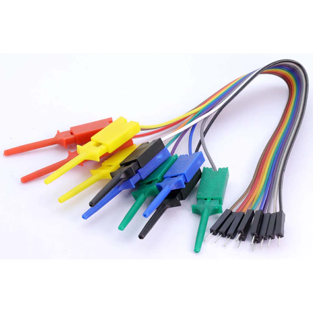 JUMPER WIRE MALE TO GRABBER CLIP 25CM 10PCS/PACK ASSORTED COLORS