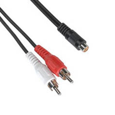 RCA CABLE ASSY Y 2MALE-1FEM 6IN GOLD BLK