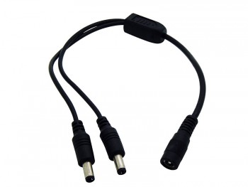CAMERA POWER SPLITTER CABLE.. 1 FEM TO 2 MALE/2.1X5.5MM