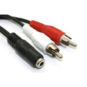 AUDIO CABLE 3.5 STEREO JACK TO RCA PLUG RIGHT LEFT 8 INCH