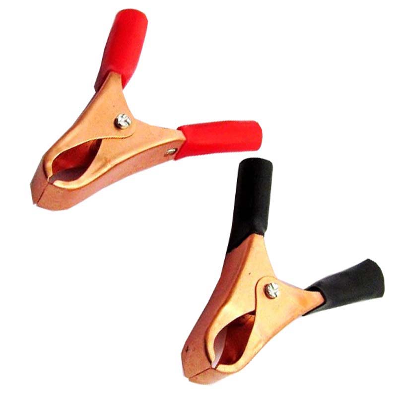 ALLIGATOR CLIP 50MM BLK/RED 50A COPPER PLATED INSULATED 2PCS/PK