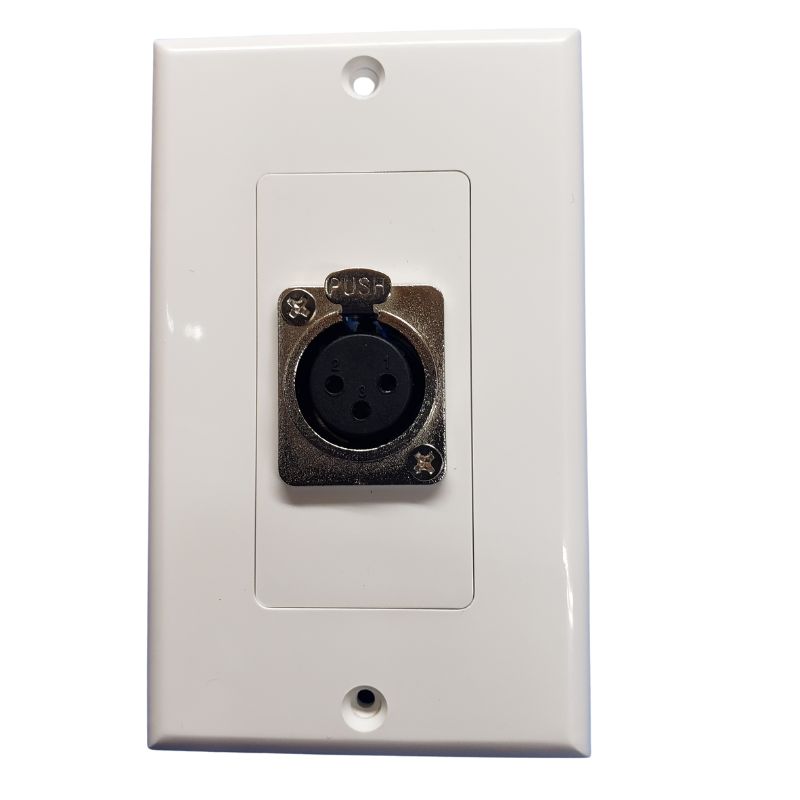 WALL PLATE XLR 3JK LOCK PLASTIC WHITE TIN