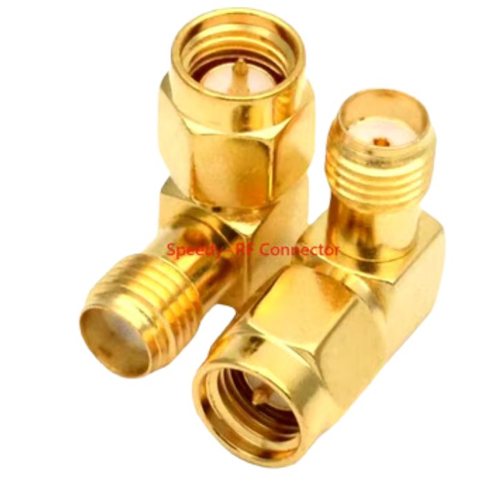 SMA ADAPTER PLUG-JACK RIGHT ANGLE 90 DEGREES MALE TO FEM