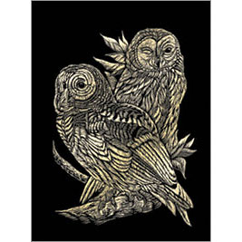 GOLD ENGRAVING OWLS 