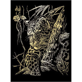 GOLD ENGRAVING LEOPARD IN TREE 