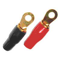 RING TERM RED/BLK 3/8IN 00AWG GOLD ID-10.4MM OD-20MM 2PC/PKG
