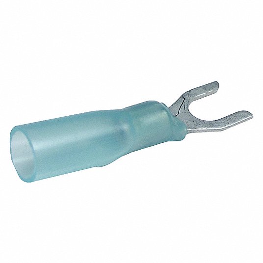 SPADE TERM BLU #10 16-14AWG ID-4.8MM WIDTH-8MM HEAT SHRINK